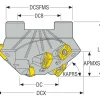 3.126" Cut Dia, 1" Arbor Hole, 0.866" Max Depth of Cut, 45° Indexable Chamfer & Angle Face Mill