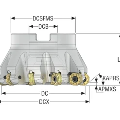 1.97" Cut Dia, 3/4" Arbor Hole, 0.118" Max Depth of Cut, 40° Indexable Chamfer & Angle Face Mill