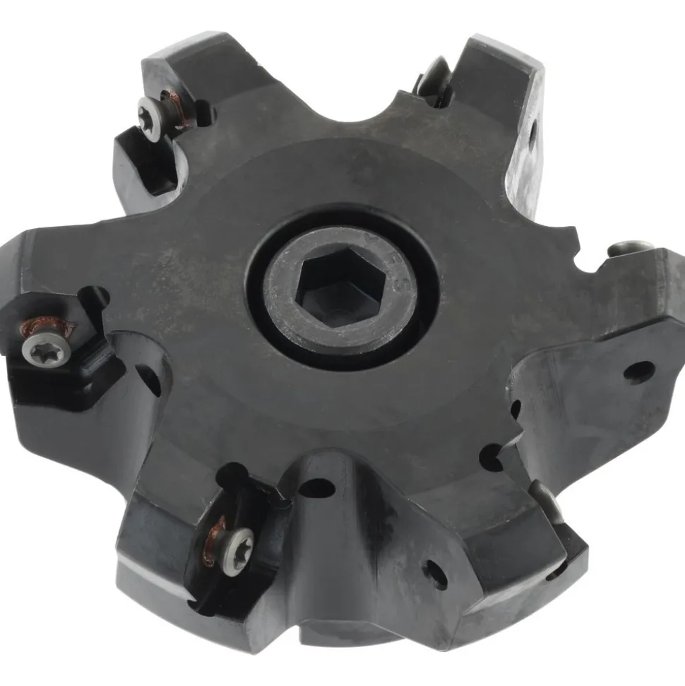 3" Cut Dia, 1" Arbor Hole, 4.51mm Max Depth of Cut, 45° Indexable Chamfer & Angle Face Mill