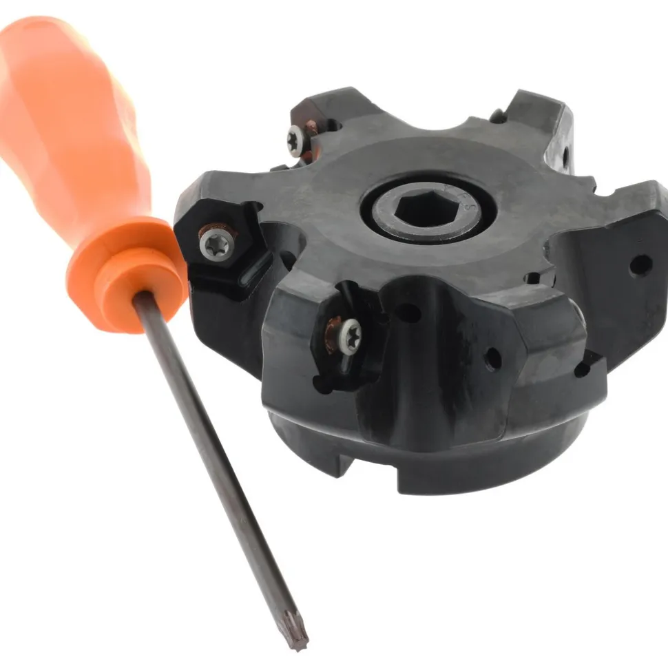 3" Cut Dia, 1" Arbor Hole, 4.51mm Max Depth of Cut, 45° Indexable Chamfer & Angle Face Mill