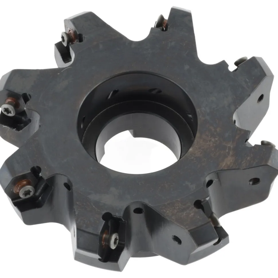 4" Cut Dia, 1-1/4" Arbor Hole, 4.51mm Max Depth of Cut, 45° Indexable Chamfer & Angle Face Mill