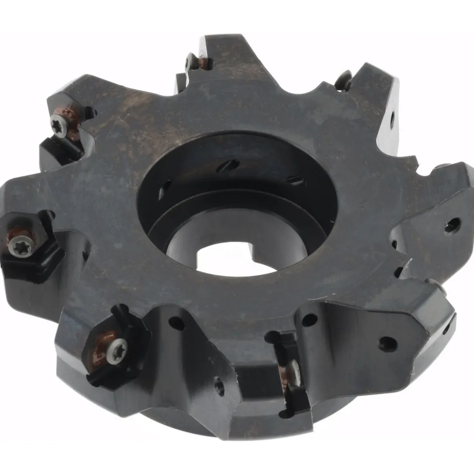4" Cut Dia, 1-1/4" Arbor Hole, 4.51mm Max Depth of Cut, 45° Indexable Chamfer & Angle Face Mill