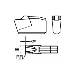 Cutoff Insert: A2022N00CF02 KC5025, Carbide, 2.20 mm Cutting Width, 0.0866" Cutting Width