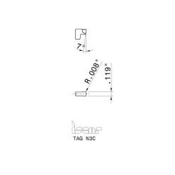 Cutoff Insert: TAG N3C IC808, Carbide, 3.05 mm Cutting Width, 0.1200" Cutting Width