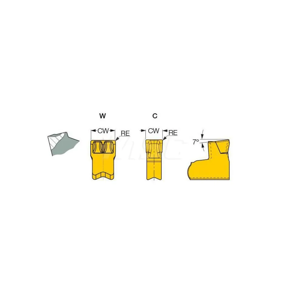 Cutoff Insert: TAG N3C IC808, Carbide, 3.05 mm Cutting Width, 0.1200" Cutting Width