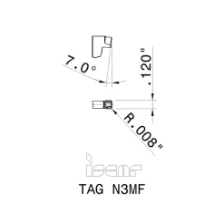 Cutoff Insert: TAGN3MF IC808, Carbide, 3.00 mm Cutting Width, 0.1181" Cutting Width
