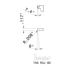 Cutoff Insert: TAGR3J6D IC908, Carbide, 3.00 mm Cutting Width, 0.1180" Cutting Width