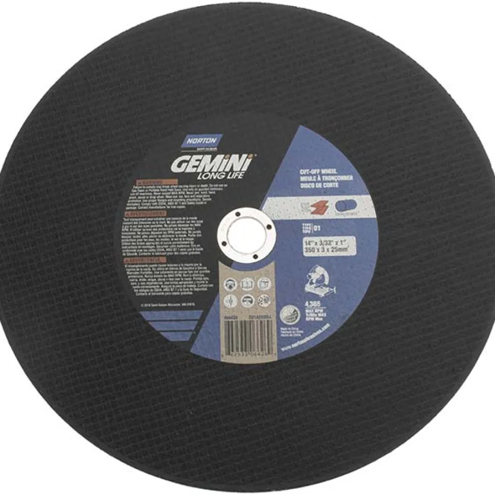 Cutoff Wheel: Type 1 (01/41), 14" Dia, 3/32" Thick, 1" Hole, Aluminum Oxide