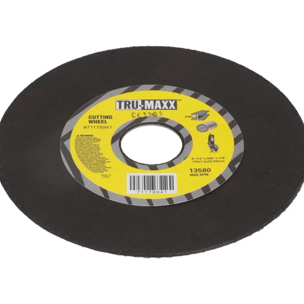 Cutoff Wheel: Type 1 (01/41), 4-1/2" Dia, 0.0450" Thick, 7/8" Hole, Aluminum Oxide