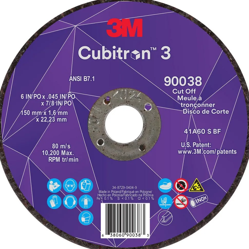 Cutoff Wheel: Type 1, 6" Dia, 0.0450" Thick, 7/8" Hole, Ceramic