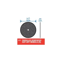 Cutoff Wheel: Type 1 (01/41), 1-1/4" Dia, 0.0450" Thick, 1/16" Hole, Aluminum Oxide