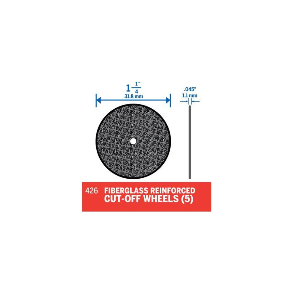 Cutoff Wheel: Type 1 (01/41), 1-1/4" Dia, 0.0450" Thick, 1/16" Hole, Aluminum Oxide