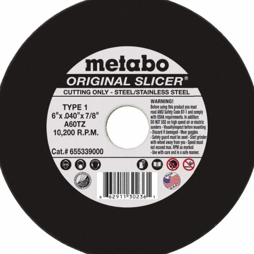 Cutoff Wheel: Type 1 (01/41), 6" Dia, 0.0400" Thick, 7/8" Hole, Aluminum Oxide