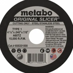 Cutoff Wheel: Type 1 (01/41), 4-1/2" Dia, 0.0400" Thick, 7/8" Hole, Aluminum Oxide