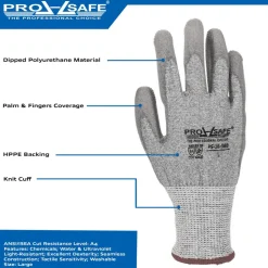 Cut-Resistant Gloves: PRO-SAFE G-Tek PolyKor, Cut A4, 13 ga, Size Large