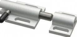 Deadbolt with Side Door Latch: 2" OAL, 1-1/2" OAW, 0.812" OAH, Aluminum (Body) & Stainless Steel (Bolt, Spring & Handle), Anodized Finish