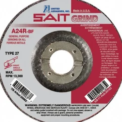 Depressed-Center Wheel: Type 27, 4-1/2" Dia, 1/4" Thick, 7/8" Hole, Aluminum Oxide