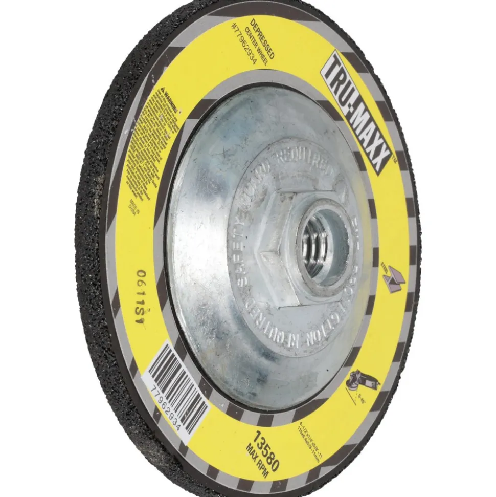 Depressed-Center Wheel: Type 27, 4-1/2" Dia, 1/4" Thick, 5/8-11 Hole, Aluminum Oxide