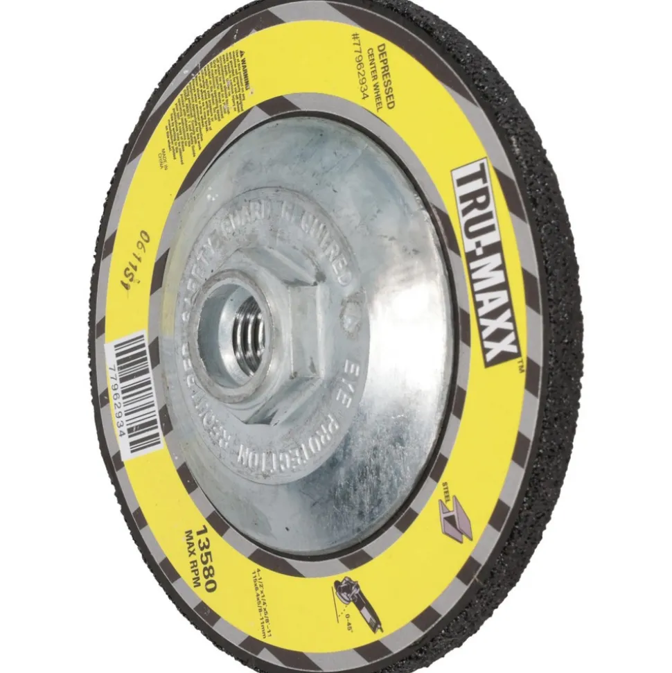 Depressed-Center Wheel: Type 27, 4-1/2" Dia, 1/4" Thick, 5/8-11 Hole, Aluminum Oxide