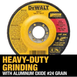 Depressed-Center Wheel: Type 27, 4-1/2" Dia, 1/4" Thick, 7/8" Hole, Aluminum Oxide
