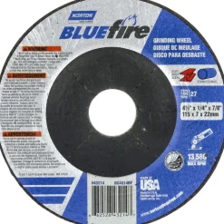Depressed-Center Wheel: Type 27, 4-1/2" Dia, 1/4" Thick, 7/8" Hole, Zirconia Alumina