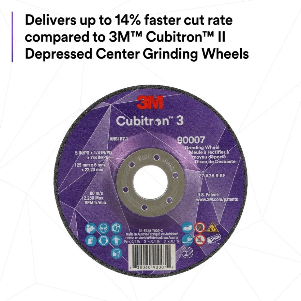 Depressed-Center Wheel: Type 27, 4-1/2" Dia, 1/4" Thick, 7/8" Hole, Precision Shaped Ceramic