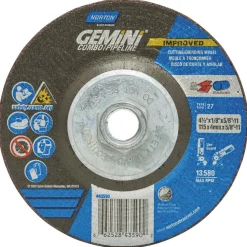 Depressed-Center Wheel: Type 27, 4-1/2" Dia, 1/8" Thick, 5/8-11 Hole, Aluminum Oxide