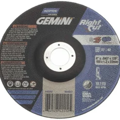 Depressed-Center Wheel: Type 27 & Type 42, 6" Dia, 0.0450" Thick, 7/8" Hole, Aluminum Oxide