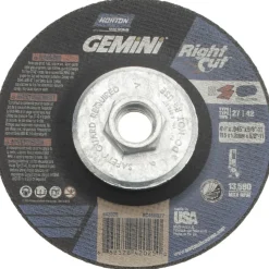 Depressed-Center Wheel: Type 27 & Type 42, 4-1/2" Dia, 0.0450" Thick, 5/8-11 Hole, Aluminum Oxide