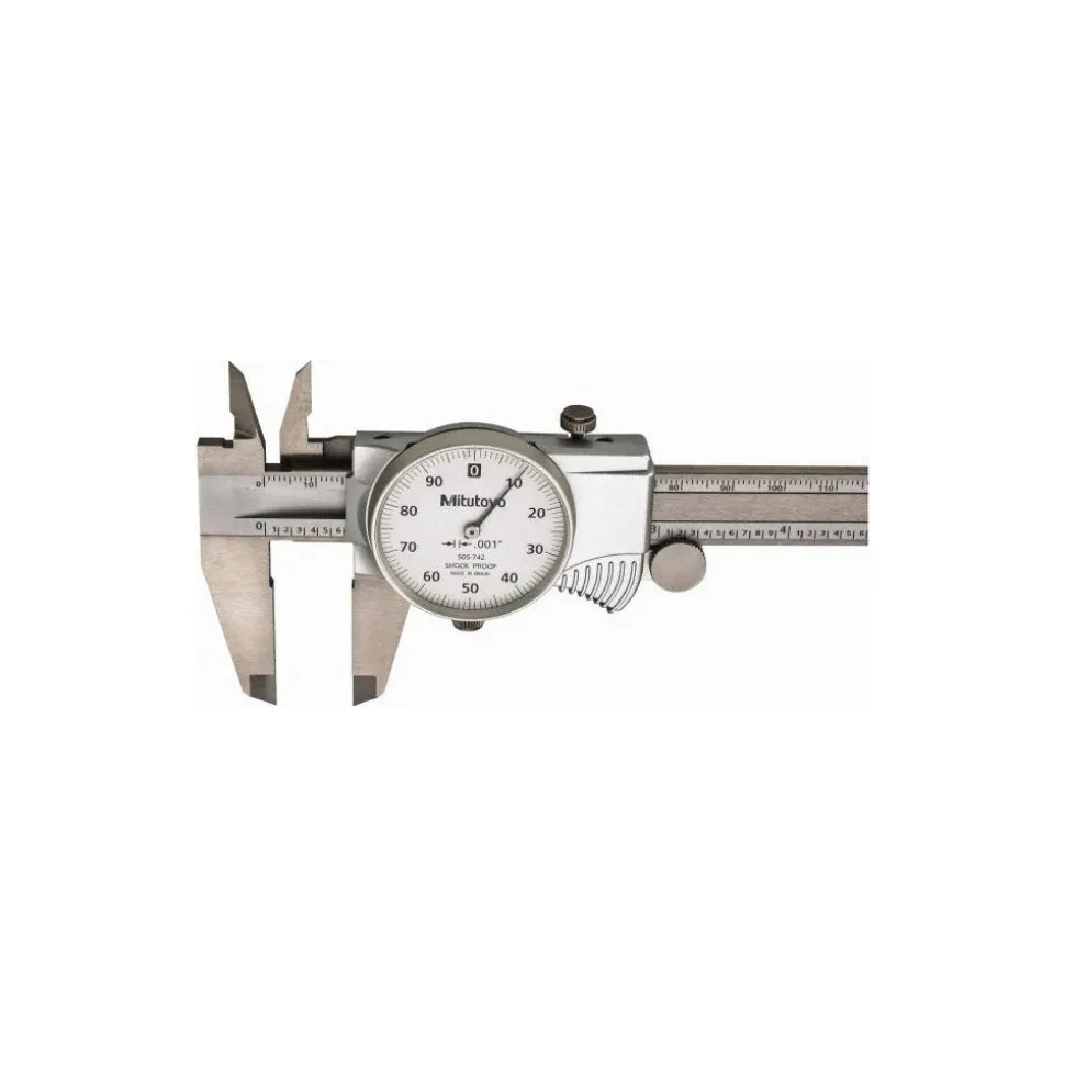 Dial Caliper: 6", 0.001000" Graduation, 0.1000" per Revolution, 0.0010" Accuracy, Stainless Steel Jaws