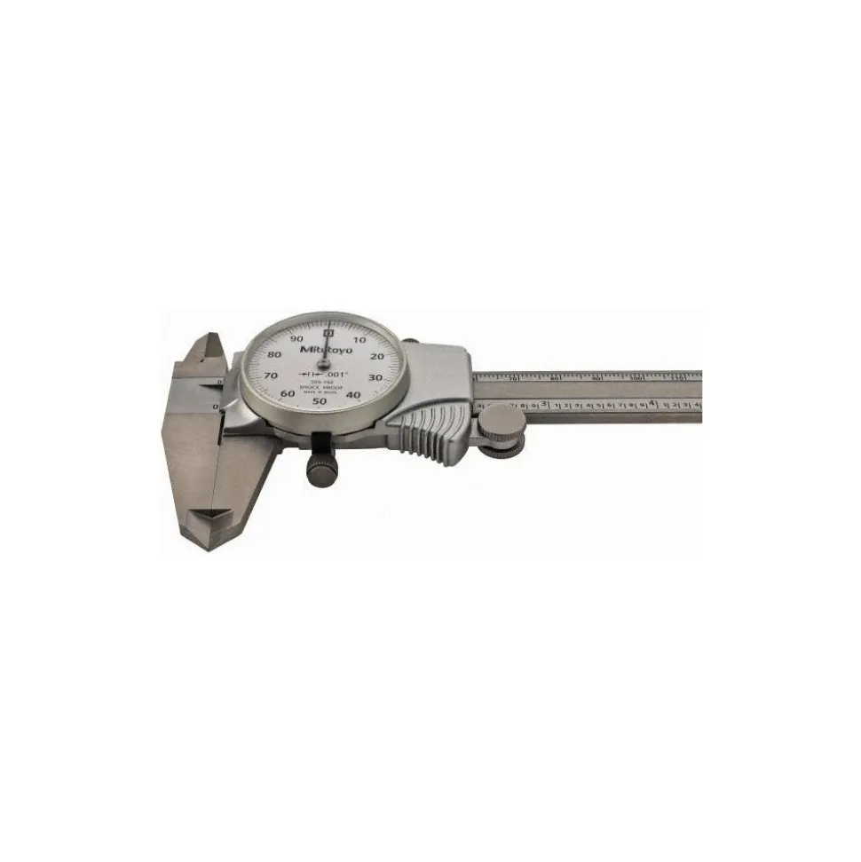 Dial Caliper: 6", 0.001000" Graduation, 0.1000" per Revolution, 0.0010" Accuracy, Stainless Steel Jaws