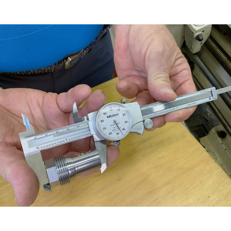 Dial Caliper: 6", 0.001000" Graduation, 0.1000" per Revolution, 0.0010" Accuracy, Stainless Steel Jaws