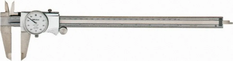 Dial Caliper: 12", 0.001000" Graduation, 0.1000" per Revolution, 0.0020" Accuracy, Stainless Steel Jaws
