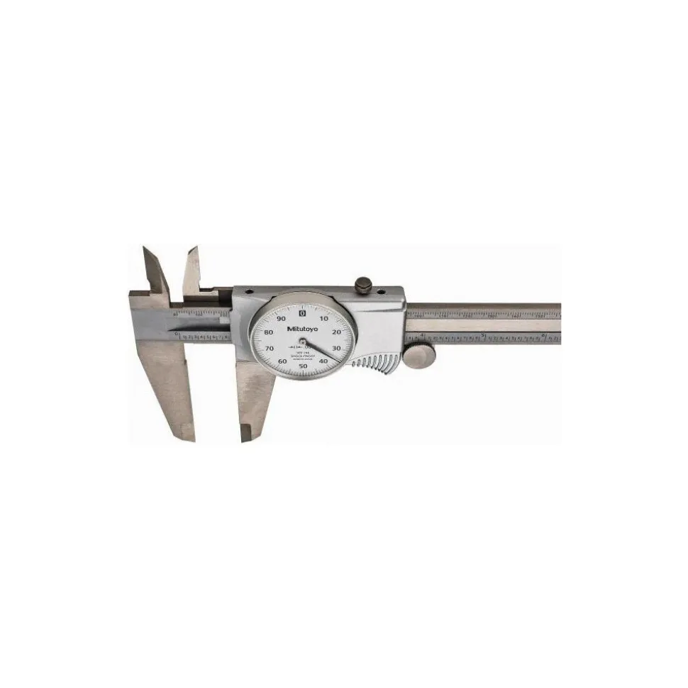 Dial Caliper: 12", 0.001000" Graduation, 0.1000" per Revolution, 0.0020" Accuracy, Stainless Steel Jaws