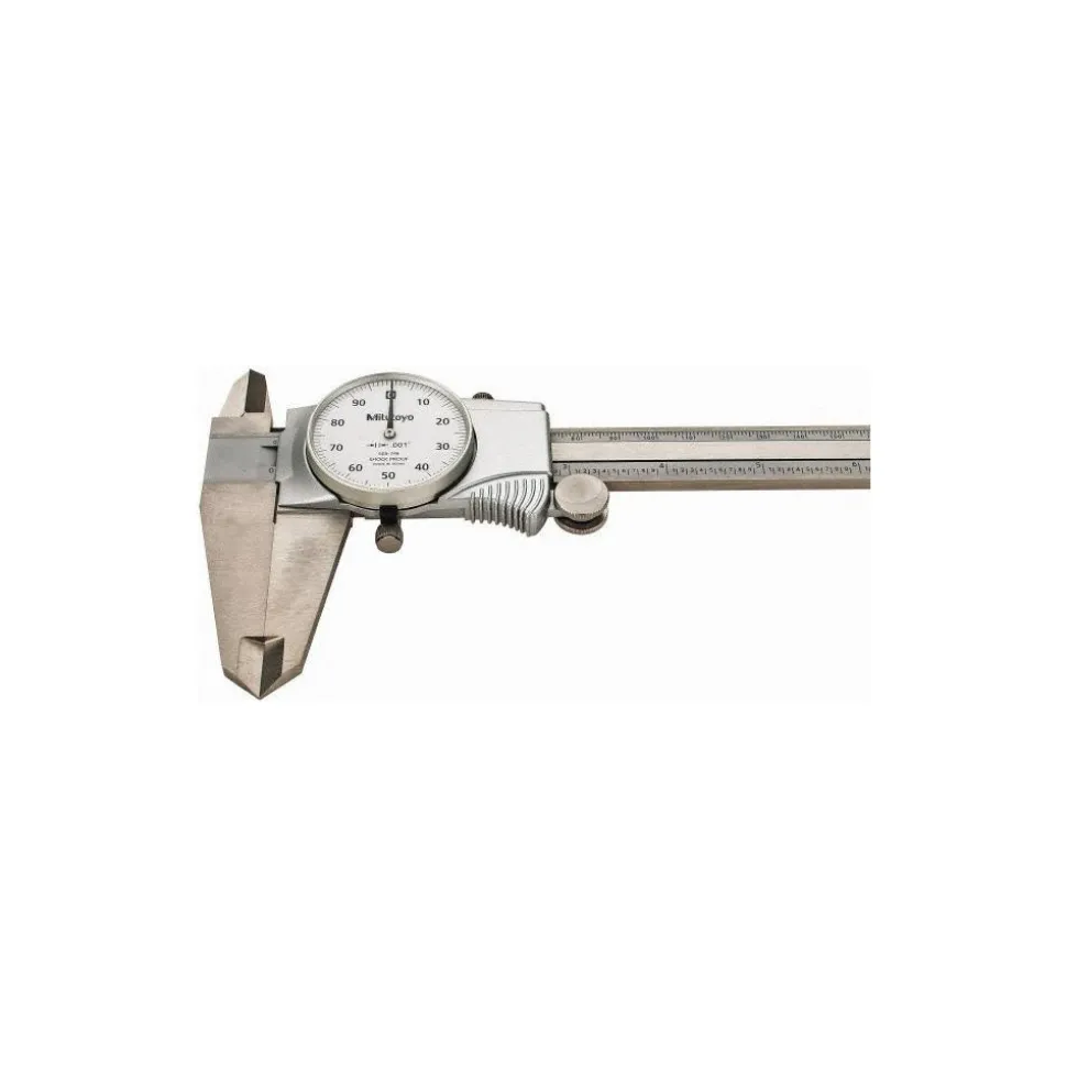 Dial Caliper: 12", 0.001000" Graduation, 0.1000" per Revolution, 0.0020" Accuracy, Stainless Steel Jaws