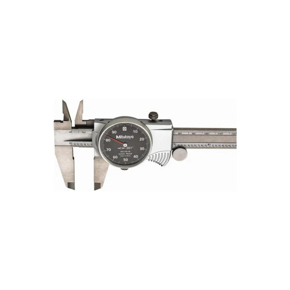 Dial Caliper: 6", 0.001000" Graduation, 0.1000" per Revolution, 0.0010" Accuracy, Stainless Steel Jaws