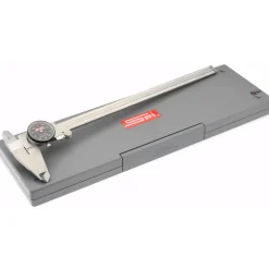 Dial Caliper: 12", 0.001000" Graduation, 0.1000" per Revolution, 0.0015" Accuracy, Calibrated, Stainless Steel Jaws