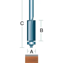 3/8" Dia, 1-3/16" LOC, 2 Flute Carbide-Tipped Edge Profile Flush Trim Router Bit