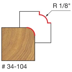 3/4" Dia, 1/2" LOC, 0 Flute Carbide-Tipped Edge Profile Round-Over Router Bit