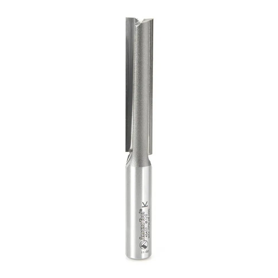 1/2" Dia, 2-1/2" LOC, 2 Flute Straight Plunge Router Bit