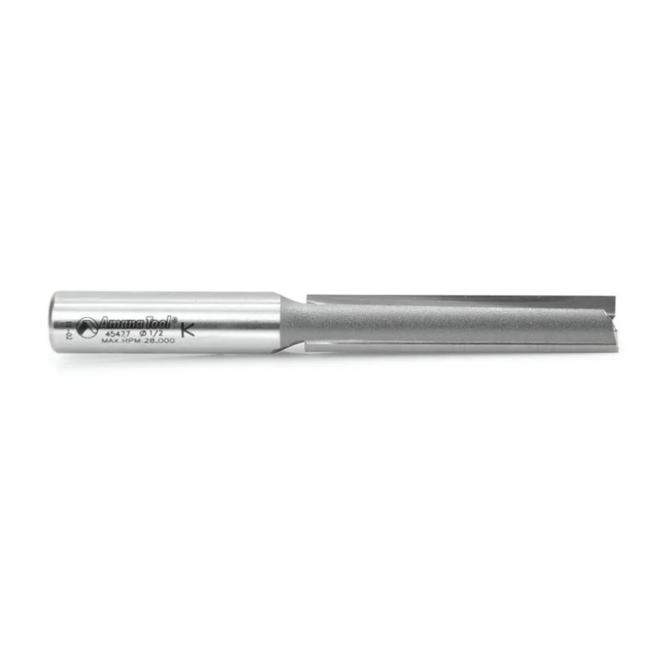 1/2" Dia, 2-1/2" LOC, 2 Flute Straight Plunge Router Bit