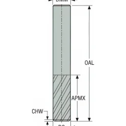 Diamond-Pattern Router Bit: 1/4" Dia, 3/4" LOC, 1/4" Shank Dia, Drill Point End