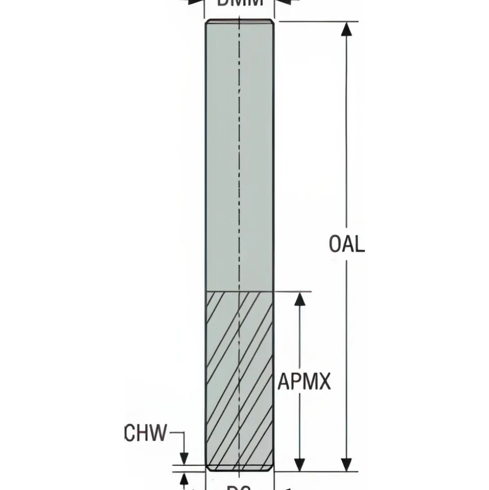 Diamond-Pattern Router Bit: 1/4" Dia, 3/4" LOC, 1/4" Shank Dia, Drill Point End