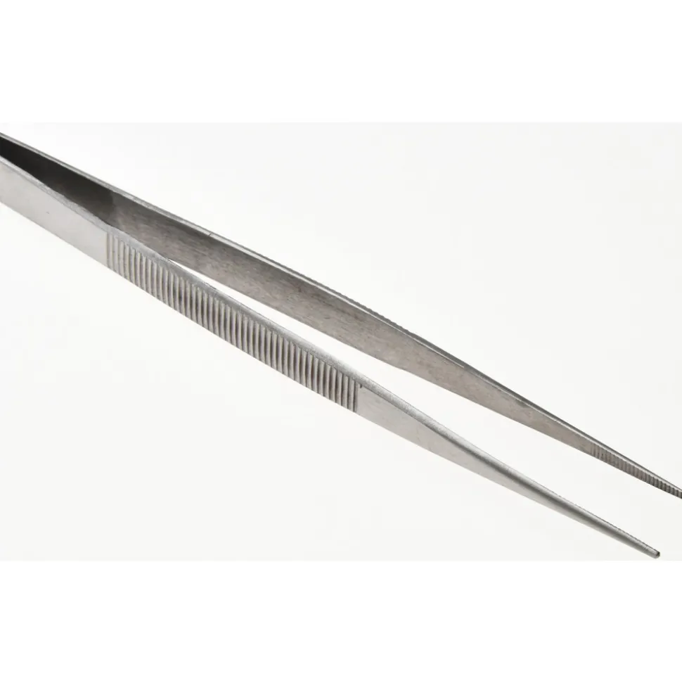 Diamond Tweezer: Stainless Steel, Medium Point Tip, 5-11/16" OAL
