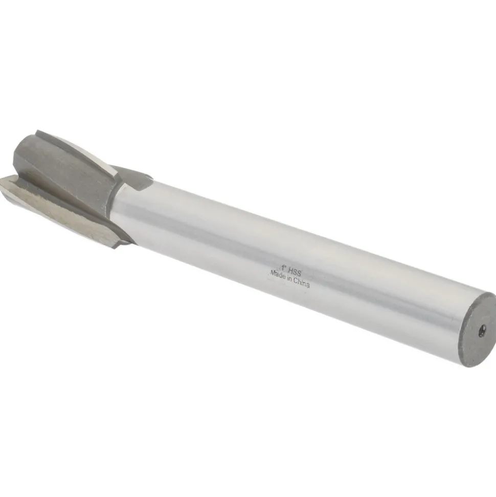 1" Dia, 3/4" Shank, Dia, 3 Flutes, Straight Shank, Interchangeable Pilot Counterbore