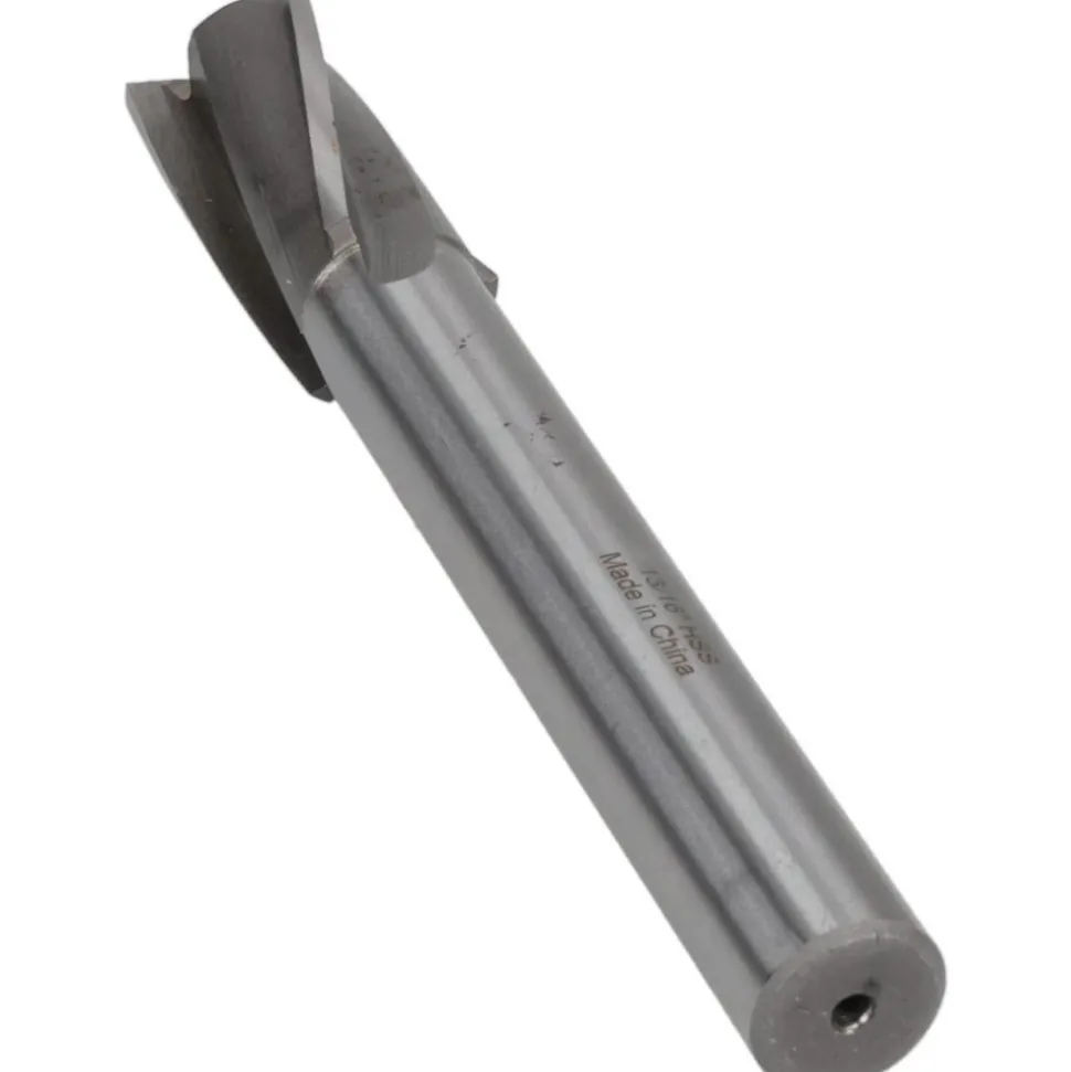 13/16" Dia, 5/8" Shank, Dia, 3 Flutes, Straight Shank, Interchangeable Pilot Counterbore
