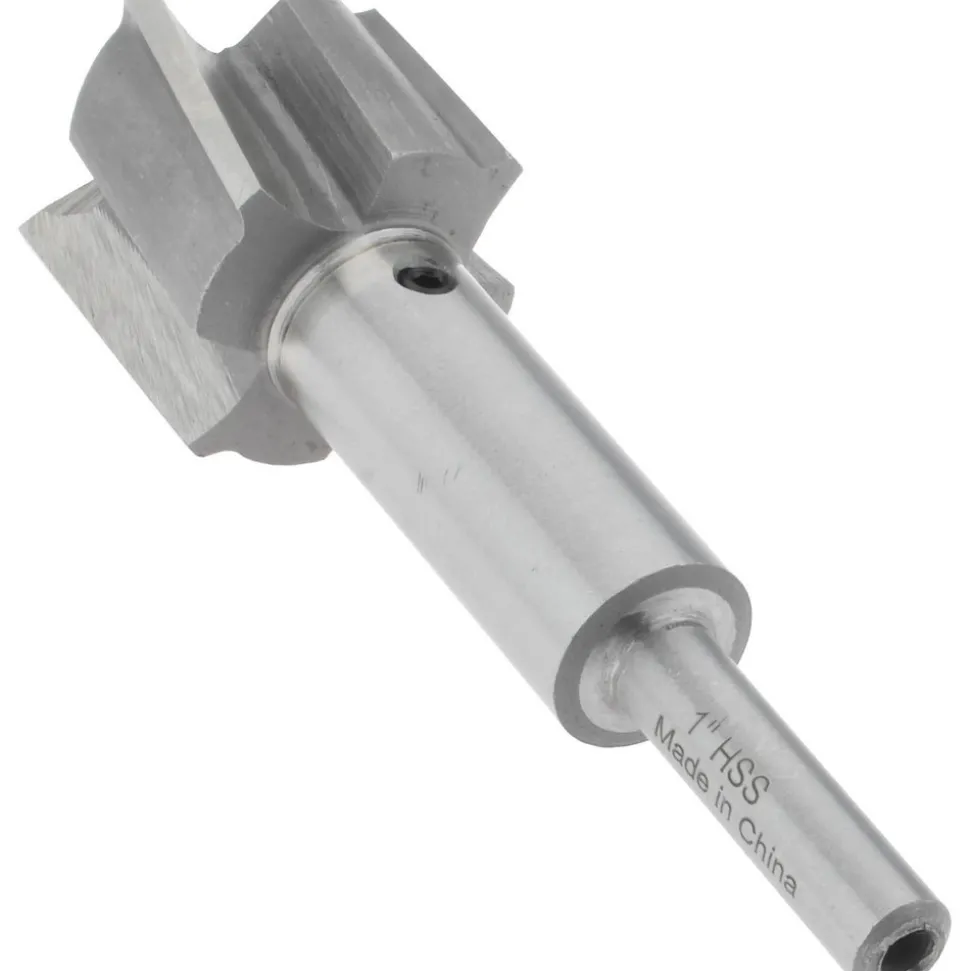 1" Dia, 1/4" Shank, Dia, 4 Flutes, Straight Shank, Interchangeable Pilot Counterbore