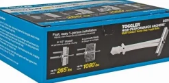 1/2" Dia x 6-1/4" OAL, 1/4" Screw, Steel Toggle Bolt Drywall & Hollow Wall Anchor