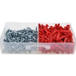 1/4" Dia x 1" OAL, #10 to #12 Screw, Plastic Plug Drywall & Hollow Wall Anchor