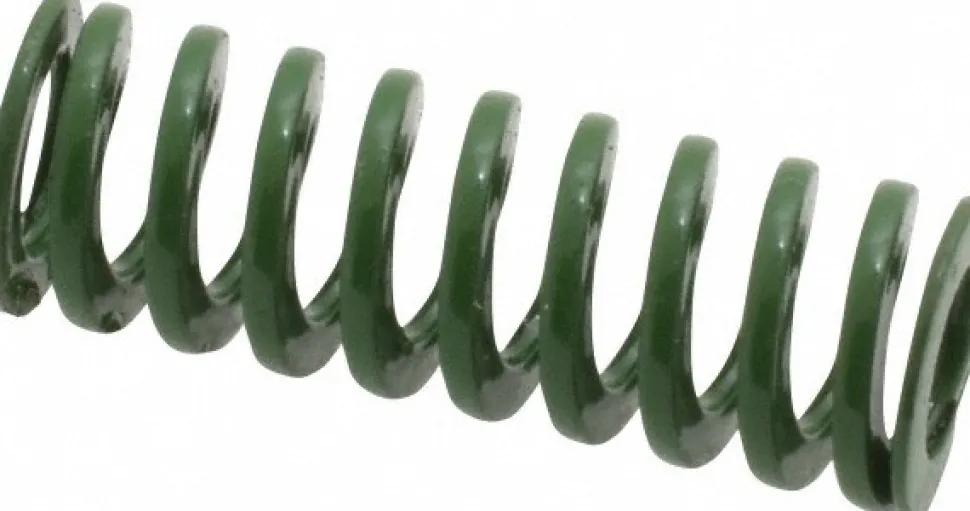 Die Spring: 3/8" Hole Dia, 3/16" Rod Dia, 1" Free Length, Green